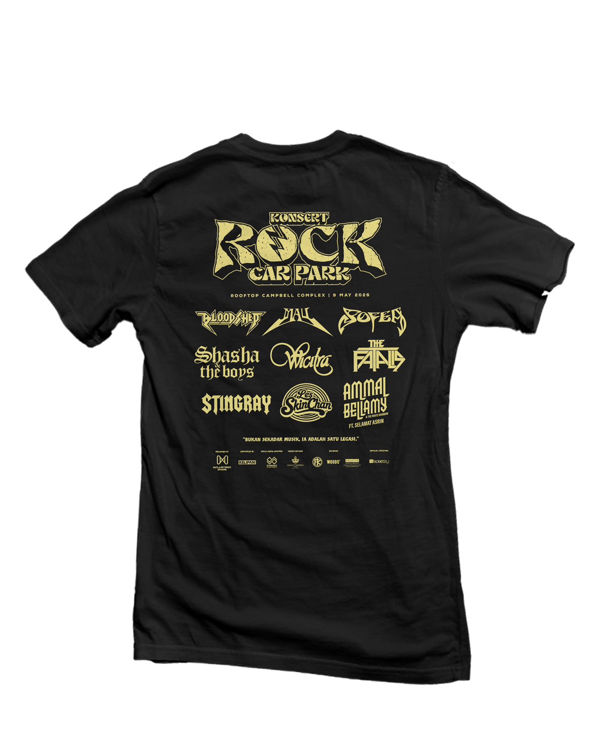 Rock Car Park official t-shirt back view